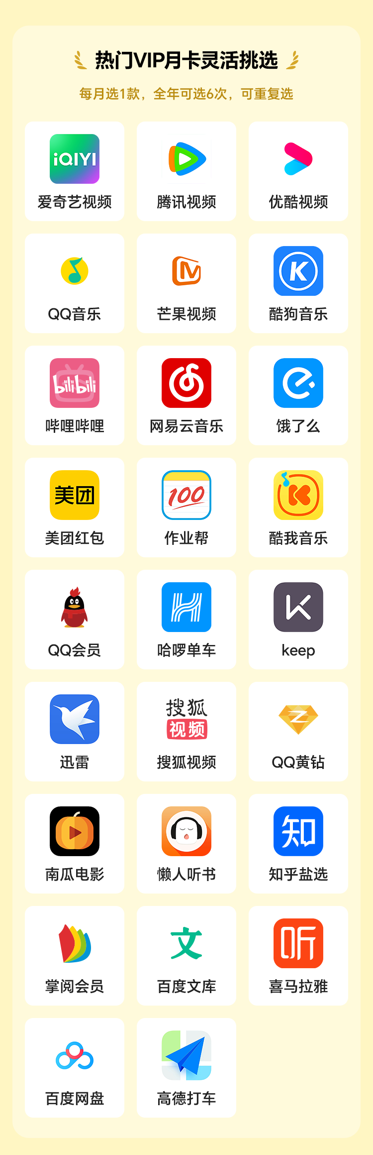 告別選擇困難！每月一次，騰訊、愛(ài)奇藝、芒果隨便挑！